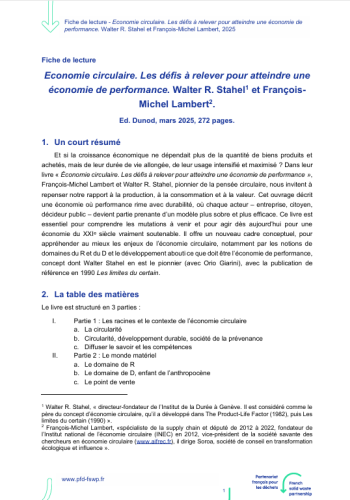 Economie circulaire, Stahel et Lambert, 2025